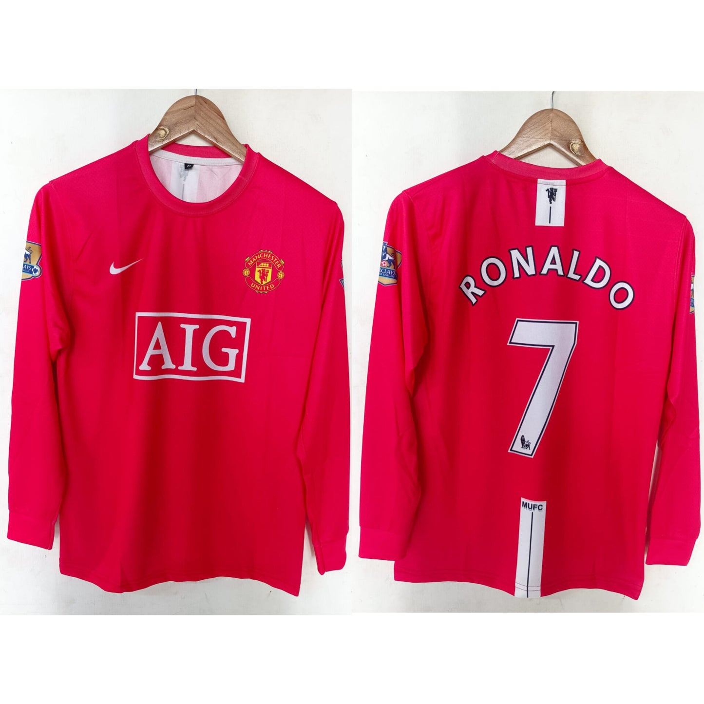 2007-2008 Manchester United Casa Camiseta Retro Manga Larga