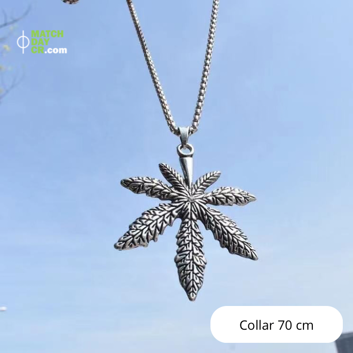 Collar de acero con dije Hierba