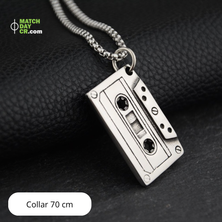 Collar de acero con dije Cassette