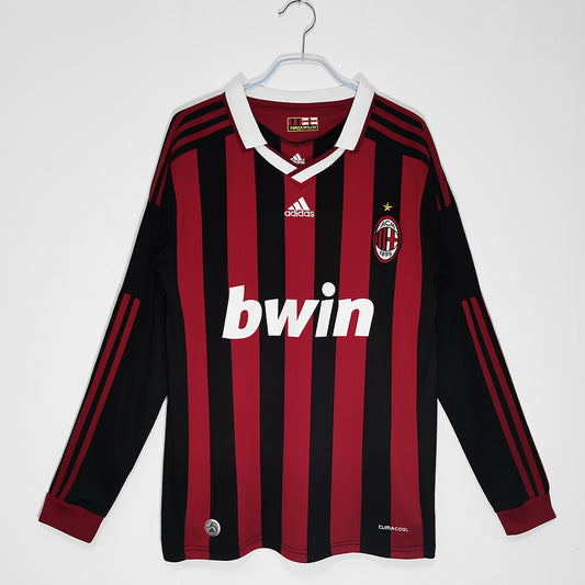 2009-2010 AC Milan Casa Camiseta Manga Larga Retro