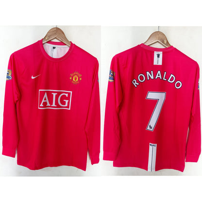 2007-2008 Manchester United Casa Camiseta Retro Manga Larga ENTREGA INMEDIATA