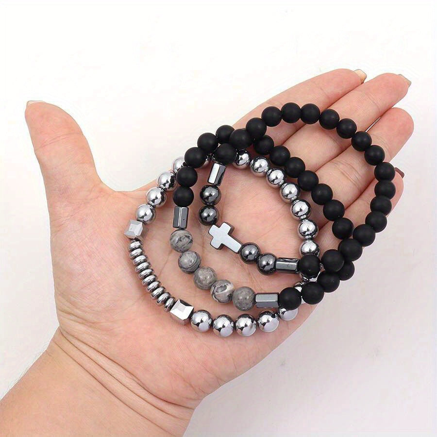 Pulsera conjunto de 3 piezas con piedras y elástico