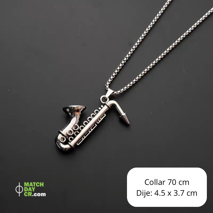 Collar de acero con dije Saxofón