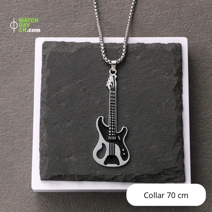 Collar de acero con dije Guitarra