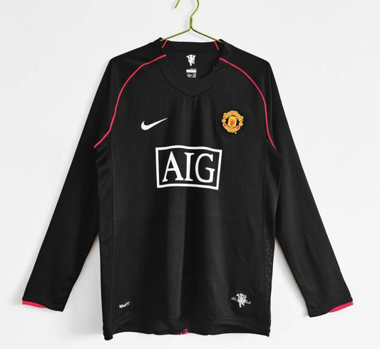 2007-2008 Manchester United Visita Camiseta Retro Manga Larga