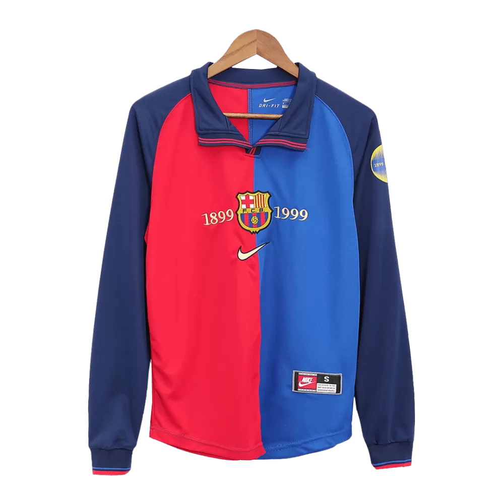 1999-2000 Barcelona Casa Camiseta Retro Manga Larga
