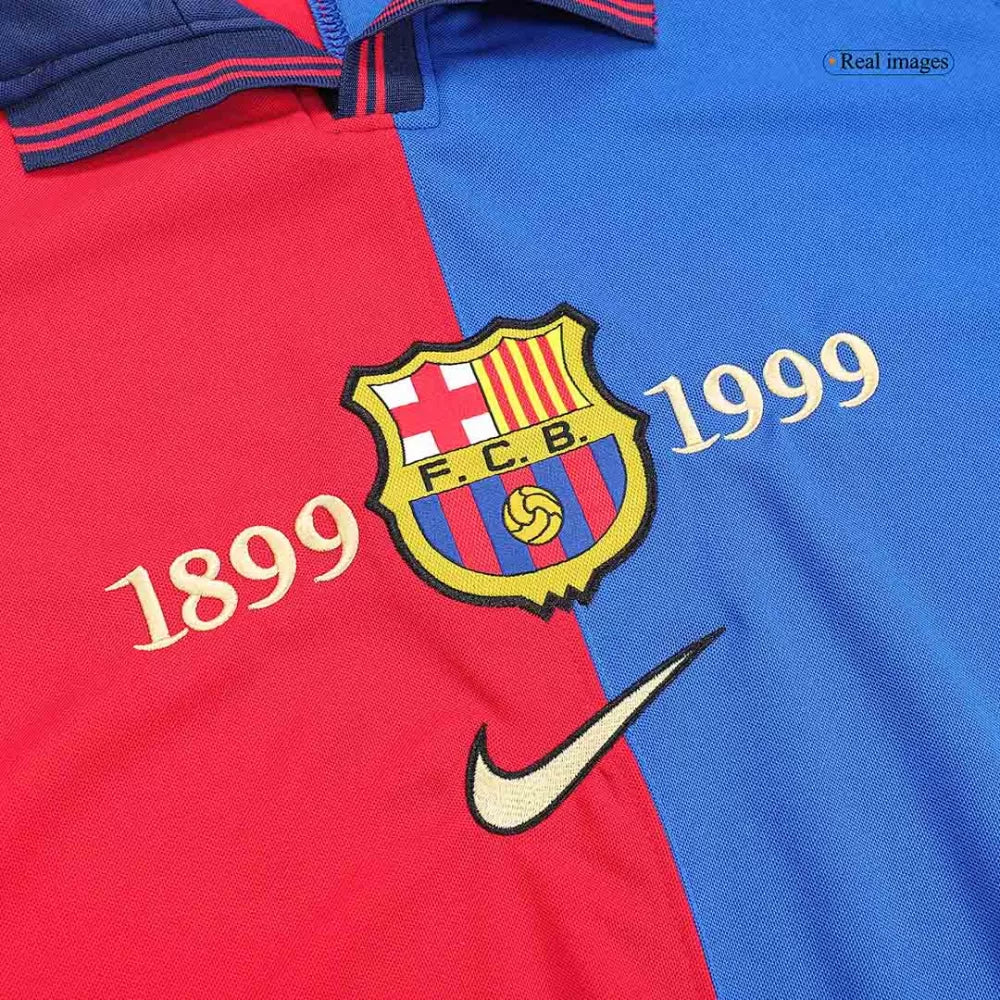 1999-2000 Barcelona Casa Camiseta Retro Manga Larga