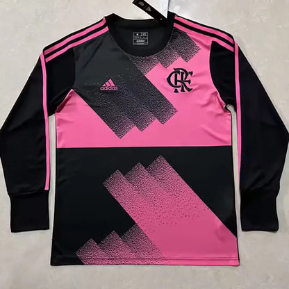 23-24 Camiseta Flamengo Pink Black Portero Manga Larga