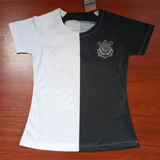 2023 Camiseta Corinthians Black White Mujer