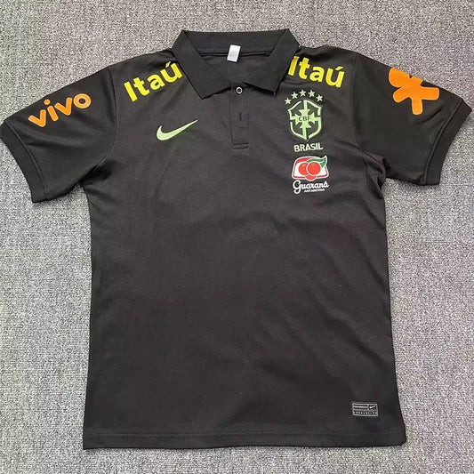 23-24 Camiseta Brazil Black Polo Manga Corta