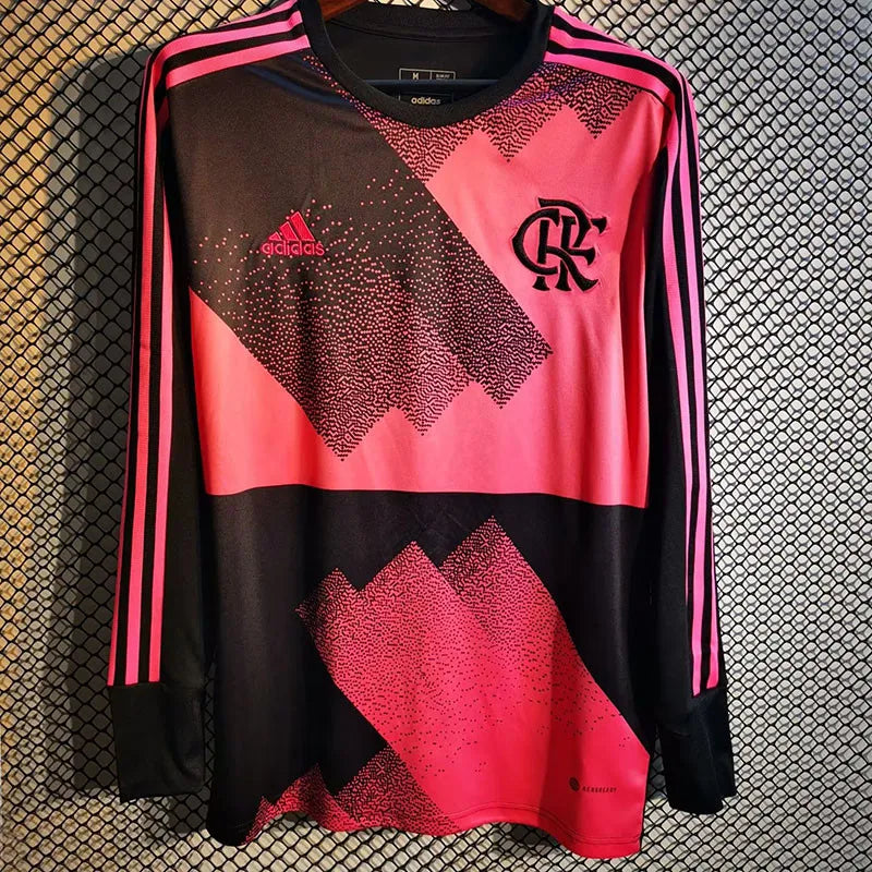 23-24 Camiseta Flamengo Pink Black Portero Manga Larga